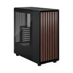 Fractal Design North Charcoal Black Tempered Glass Dark - Genuine Walnut Wood Front - Glass Side Panel - Two 140mm Aspect PWM Fans Included - Type C USB - ATX Airflow Mid Tower PC Gaming Case