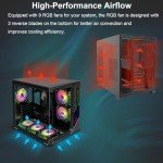 ATX Mid-Tower PC Gaming Case with 9pcs ARGB Fans Control Remote, Gaming ATX Case 360mm Radiator Support,ATX PC Case Tempered Glass Front/Side Panel,Mid Tower ATX Computer Case.