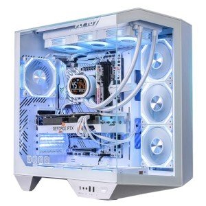 darkFlash Full-Tower ATX Gaming PC Case, Back Plug-in Motherboard, Dual-Chamber, Panoramic Glass, Up to 2 x 360mm Radiators, RTX 40 Compatible(DY470) (1 PWM ARGB Fans, White)