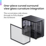JONSBO TK-3 Black One-Piece Curved Glass ATX Mid Tower Pc Case, One-Piece Curved Glass, SP BTF MB/Dual 360 AIO/ATX PSU/40Series GPU, with 10 Fan Positions, 270 Degree Side View Display,Black Chassis