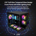 ATX Mid-Tower PC Gaming Case with 9pcs ARGB Fans Control Remote, Gaming ATX Case 360mm Radiator Support,ATX PC Case Tempered Glass Front/Side Panel,Mid Tower ATX Computer Case.