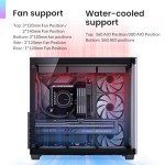 JONSBO TK-3 Black One-Piece Curved Glass ATX Mid Tower Pc Case, One-Piece Curved Glass, SP BTF MB/Dual 360 AIO/ATX PSU/40Series GPU, with 10 Fan Positions, 270 Degree Side View Display,Black Chassis