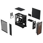 Fractal Design North Charcoal Black Tempered Glass Dark - Genuine Walnut Wood Front - Glass Side Panel - Two 140mm Aspect PWM Fans Included - Type C USB - ATX Airflow Mid Tower PC Gaming Case
