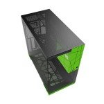 Geometric Future M5 Tempered Glass Mid Tower, E-ATX/ATX Gaming Case, 1.2mm Steel, Type C, Toolless Panels, Support 420/360 Radiator, ARGB PWM 140m Fan x 5 Pre-Installed, Black/Green, GEO-M5F-BNY