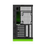 Geometric Future M5 Tempered Glass Mid Tower, E-ATX/ATX Gaming Case, 1.2mm Steel, Type C, Toolless Panels, Support 420/360 Radiator, ARGB PWM 140m Fan x 5 Pre-Installed, Black/Green, GEO-M5F-BNY