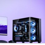 JONSBO TK-3 Black One-Piece Curved Glass ATX Mid Tower Pc Case, One-Piece Curved Glass, SP BTF MB/Dual 360 AIO/ATX PSU/40Series GPU, with 10 Fan Positions, 270 Degree Side View Display,Black Chassis