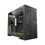 Geometric Future M5 Vent Mesh Panel Tempered Glass Mid Tower, E-ATX/ATX Gaming Case, High Airflow, 1.2mm Steel, Type C, Support 420/360 Radiator, ARGB PWM 140m fan x 5 Pre-Installed, Black, GEO-M5VF-B