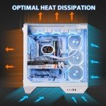 darkFlash Full-Tower ATX Gaming PC Case, Back Plug-in Motherboard, Dual-Chamber, Panoramic Glass, Up to 2 x 360mm Radiators, RTX 40 Compatible(DY470) (1 PWM ARGB Fans, White)