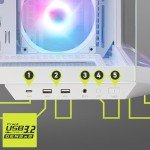 MSI MAG PANO 100R PZ White - Premium Mid-Tower Gaming PC Case - Tempered Glass Side Panel - ARGB 120mm Fans - Liquid Cooling Support up to 360mm Radiator - White Color Case