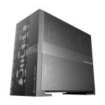 Geometric Future M5 Vent Mesh Panel Tempered Glass Mid Tower, E-ATX/ATX Gaming Case, High Airflow, 1.2mm Steel, Type C, Support 420/360 Radiator, ARGB PWM 140m fan x 5 Pre-Installed, Black, GEO-M5VF-B