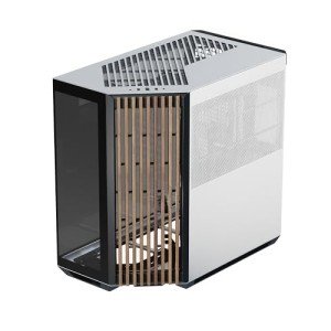 APNX V1 Dual-Chamber ATX Mid-Tower Airflow PC Case, Panoramic Glass Panels, 10 Fan Slots, 360mm Radiator Support, Angular Intake 16cmx2 Fan Bracket, GPU Mount, Cable Management, Black/White/Wood