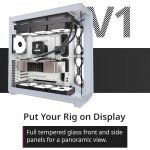 APNX V1 Dual-Chamber ATX Mid-Tower Airflow PC Case, Panoramic Glass Panels, 10 Fan Slots, 360mm Radiator Support, Angular Intake 16cmx2 Fan Bracket, GPU Mount, Cable Management, Black/White/Wood