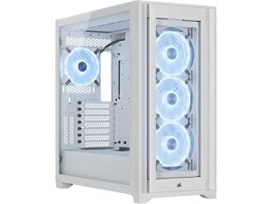 Corsair 5000X RGB QL Edition Mid-Tower Case - True White (Four QL120 RGB Fans, Included Lighting Node CORE, Easy Cable Management, 136 Total LEDs) White