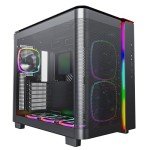 MONTECH King 95 PRO Dual-Chamber ATX Mid-Tower PC Gaming Case, High-Airflow, Toolless Panels, Sturdy Curved Tempered Glass Front, 6 ARGB PWM Fan Pre-Installed with Fan Hub, Black