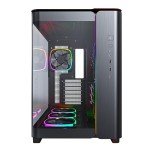MONTECH King 95 PRO Dual-Chamber ATX Mid-Tower PC Gaming Case, High-Airflow, Toolless Panels, Sturdy Curved Tempered Glass Front, 6 ARGB PWM Fan Pre-Installed with Fan Hub, Black