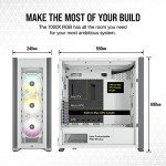 CORSAIR iCUE 7000X RGB Full-Tower ATX PC Case – Three Tempered Glass Panels – Spacious Interior – Easy Cable Management – 4x CORSAIR SP140 RGB ELITE Fans Included – White
