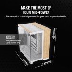 CORSAIR 6500X Mid-Tower ATX Dual Chamber PC Case – Panoramic Tempered Glass – Reverse Connection Motherboard Compatible – No Fans Included – White/Bamboo Wood