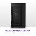 NZXT H9 Flow Dual-Chamber ATX Mid-Tower PC Gaming Case CM-H91FB-01 - High-Airflow Perforated Top Panel Tempered Glass Front & Side Panels 360mm Radiator Support Cable Management