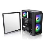 Thermaltake View 300 MX TG ARGB Motherboard Sync E-ATX Mid Tower Computer Case with 2x200mm Front & 1x120mm Rear ARGB Fan, Interchangeable Tempered Glass & Mesh Front Panel, CA-1P6-00M1WN-00, Black
