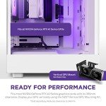 NZXT H5 Flow RGB Compact ATX Mid-Tower PC Gaming Case – High Airflow Perforated Front Panel Tempered Glass Side Cable Management 2 x F140 Core Fans 280mm Radiator Support White