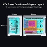 SAMA 2851A Gaming ATX PC Case, Mid-Tower Computer Case with 4 ARGB PWM Fans, 360mm Radiator Support, Curved Tempered Glass Front and Side Panel - White