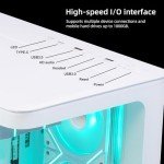 SAMA 2851A Gaming ATX PC Case, Mid-Tower Computer Case with 4 ARGB PWM Fans, 360mm Radiator Support, Curved Tempered Glass Front and Side Panel - White
