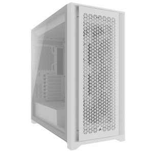 CORSAIR 5000D CORE Airflow Mid Tower ATX PC Case – No Fans Included – Tempered Glass Side Panel – High-Airflow Design – Spacious Interior for Multiple 360mm Radiators – White
