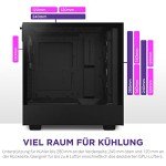 NZXT H5 Flow RGB Compact ATX Mid-Tower PC Gaming Case – CC-H51FB-R1 - High Airflow Perforated Front Panel – Tempered Glass Side Panel – Cable Management – 2 x F140 RGB Core Fans – Black