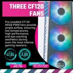 Cooler Master MasterBox 520 Mesh White Airflow ATX Mid-Tower, Mesh Front Panel, Tempered Glass Panel, E-ATX up to 10.7”, Gen2 Type-C, Three CF120 120mm PWM Customizable ARGB Fans (MB520-WGNN-S00)