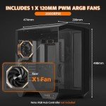 darkFlash Full-Tower ATX Gaming PC Case, Back Plug-in Motherboard, Dual-Chamber, Panoramic Glass, Up to 2 x 360mm Radiators, RTX 40 Compatible(DY470) (1 PWM ARGB Fans, Black)