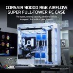 CORSAIR 9000D RGB Airflow Super Full-Tower PC Case – Fits up to 18x 120mm, 7X 140mm, or 4X 200mm Fans – InfiniRail™ Fan Mounting – iCUE Link System Hub Included – No Fans Included – White