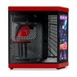 HYTE Y70 Touch Infinite Dual Chamber ATX Mid Tower Modern Aesthetic Case with Integrated 2.5K LCD Touchscreen - Black Cherry/Red