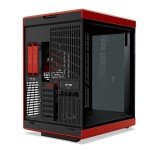 HYTE Y70 Touch Infinite Dual Chamber ATX Mid Tower Modern Aesthetic Case with Integrated 2.5K LCD Touchscreen - Black Cherry/Red