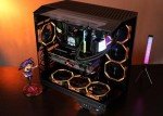 darkFlash Full-Tower ATX Gaming PC Case, Back Plug-in Motherboard, Dual-Chamber, Panoramic Glass, Up to 2 x 360mm Radiators, RTX 40 Compatible(DY470) (1 PWM ARGB Fans, Black)