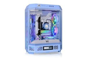 Thermaltake The Tower 600 Hydrangea Blue Mid-Tower ATX Case; 3 Tempered Glass Panels; Hidden-Connector Motherboard Support; Rotational PCI-e Slots; CA-1Z1-00MFWN-00; 3 Year Warranty