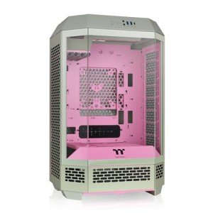 Thermaltake Tower 300 Summer Edition Matcha Plum Micro-ATX Case; 2x140mm CT Fan Included; Supports Up to 420mm Radiator; Horizontal Display Capable; CA-1Y4-00SJWN-00; 3 Year Warranty