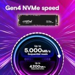 Crucial P3 Plus 2TB PCIe Gen4 3D NAND NVMe M.2 SSD, up to 5000MB/s - CT2000P3PSSD8