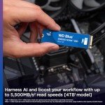 Western Digital 2TB WD Blue SN5000 NVMe Internal Solid State Drive SSD - PCIe Gen 4.0, M.2 2280, Up to 5,150 MB/s - WDS200T4B0E