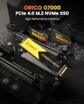 ORICO 2TB NVMe SSD PCIe 4.0- Up to 7000MB/s, M.2 SSD 2280 PCIe 4.0X4 Internal Solid State Drive SSD, Fast Heat Dissipation, Compatible with macOS Windows for Gamers and Creators-O7000 (2TB)