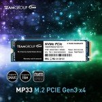 TEAMGROUP MP33 2TB SLC Cache 3D NAND TLC NVMe 1.3 PCIe Gen3x4 M.2 2280 Internal Solid State Drive SSD (Read/Write Speed up to 1,800/1,500 MB/s) Compatible with Laptop & PC Desktop TM8FP6002T0C101