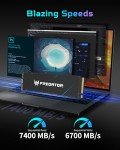 Predator M.2 SSD 2TB GM7000 with DRAM Cache NVMe 1.4 2280 PCIe Gen4×4 Ultra high Speed (Maximum Read: 7400MB/s, max Write: 6700MB/s) 3D NAND TLC Internal SSD Compatible with PS5 Pro - BL.9BWWR.106
