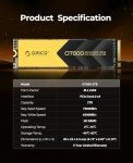 ORICO 2TB NVMe SSD PCIe 4.0- Up to 7000MB/s, M.2 SSD 2280 PCIe 4.0X4 Internal Solid State Drive SSD, Fast Heat Dissipation, Compatible with macOS Windows for Gamers and Creators-O7000 (2TB)