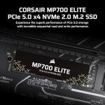 Corsair MP700 Elite 1TB PCIe 5.0 x4 NVMe M.2 SSD – Up to 10,000MB/sec – High-Density 3D TLC NAND – M.2 2280 - DirectStorage Compatible – Black