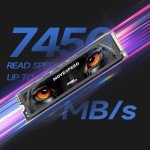 MOVE SPEED HB7450 2TB SSD for PS5 with Heatsink, PCIe 4.0 NVMe M.2 Internal Solid State Drive - Up to 7450MB/s, 3D NAND Storage Expansion Compatible with PS5, Desktops and Laptops