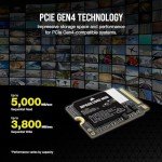 Corsair MP600 CORE Mini 2TB M.2 NVMe PCIe x4 Gen4 2 SSD – M.2 2230 – Up to 5,000MB/sec Sequential Read – High-Density QLC NAND – Great for Steam Deck, ASUS ROG Ally, Microsoft Surface Pro – Black