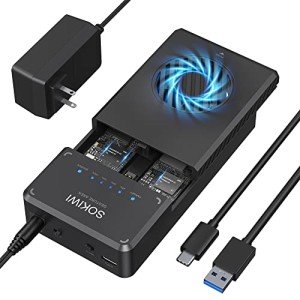 NVMe M.2 Duplicator Dual-Bay Offline Clone Tool-Free, 10Gbps NVMe Docking Station with Cooling Fan,NVMe M.2 SSD Enclosure for NVMe PCIe Size 2230/2242/2260/2280(up to 8TB)