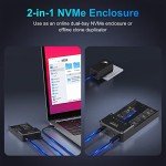 NVMe M.2 Duplicator Dual-Bay Offline Clone Tool-Free, 10Gbps NVMe Docking Station with Cooling Fan,NVMe M.2 SSD Enclosure for NVMe PCIe Size 2230/2242/2260/2280(up to 8TB)