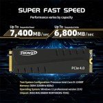 Fikwot FN970 1TB M.2 2280 PCIe Gen4 x4 NVMe 1.4 Internal Solid State Drive with Heatsink - Speeds up to 7,400MB/s, Configure DRAM Cache, Compatible PS5 Internal SSD