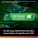 Western Digital 2TB WD Green SN350 NVMe Internal SSD Solid State Drive - Gen3 PCIe, QLC, M.2 2280, Up to 3,200 MB/s - WDS200T3G0C