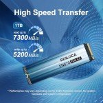 Ediloca EN870 SSD 1TB PCIe Gen4, Up to 7300MB/s, 3D TLC NAND Flash, NVMe M.2 2280, Dynamic SLC Cache, Internal Solid State Drive, Compatible with PS5 and PC